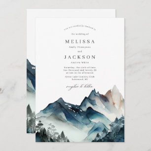 Blue Mountains Rustic Wedding Invitation Kaart