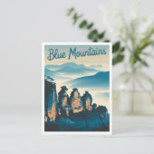 Blue Mountains Vintage van Australië Briefkaart (Staand voorkant)