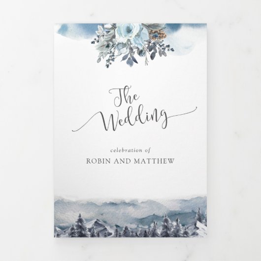 Blue Mountains Wedding Celebration Invite w/RSVP Drieluik Uitnodiging (Cover)