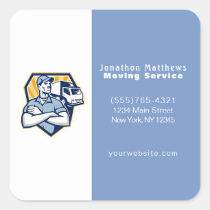 Blue Moving Guy Company Service Business Business Vierkante Sticker