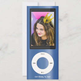 Blue MP3 Music Player Birthday Kaart