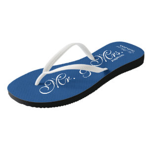 Blue Mr en Mrs bruiloft teenslippers voor nieuwe p