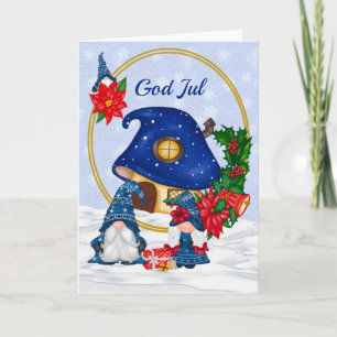 Blue Mr en Mrs Gnome God Jul Kaart
