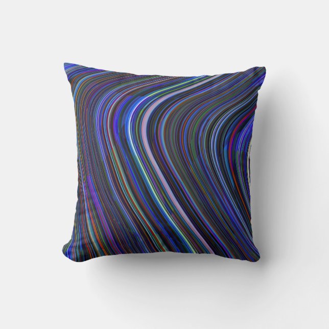 Blue Multi Striped Abstract Pillow Kussen (Voorkant)