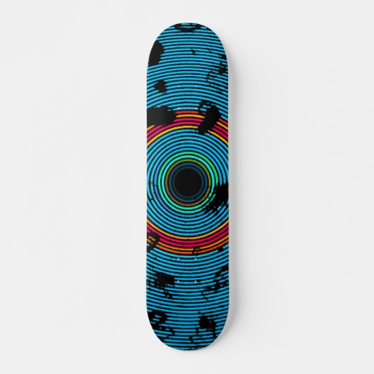 Blue Multicolor Vinyl Disk Textern Pattern Skateboard (Voorkant)