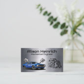 Blue Muscle Car | Auto Mechanic Logo Visitekaartje (Staand voorkant)
