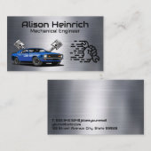 Blue Muscle Car | Auto Mechanic Logo Visitekaartje (Voorkant / Achterkant)