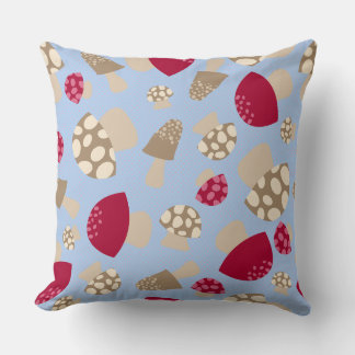 Blue Mushroom Patterned Sofa Cushion Kussen