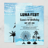 Blue Music Festival Birthday Uitnodiging (Voorkant / Achterkant)