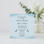 Blue Music Theme Wedding Kaart (Staand voorkant)