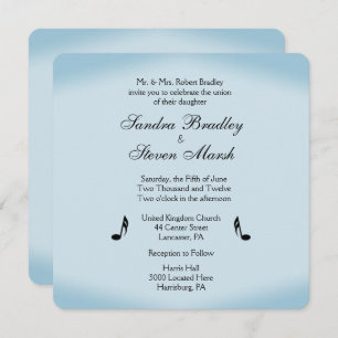 Blue Music Theme Wedding Kaart