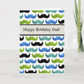 Blue Mustache pattern - Happy Birthday Dad Kaart (Voorkant)