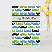 Blue Mustache pattern - Happy Birthday Dad Kaart (Gele Bloem)