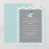 Blue Mustache Whale Boy Baby shower Kaart (Voorkant / Achterkant)