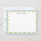 Blue & Mustard Wavy Border Note Card Kaart (Voorkant)