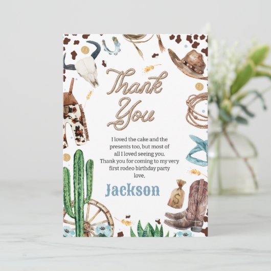 Blue My First Rodeo 1er Anniversaire Carte de reme (Debout devant)