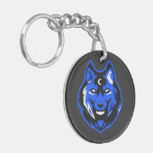 Blue Mystic Wolf Keychain (Voorkant Links)