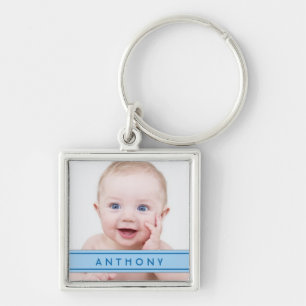Blue Name Baby Photo Template Sleutelhanger