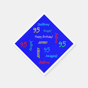 Blue Napkin 95th Birthday Party — Herhalingsnaam Servetten