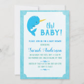 Blue Narwhal Baby shower Kaart (Voorkant)