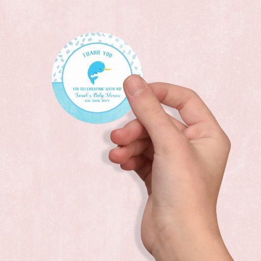 Blue Narwhal dank je Ronde Sticker