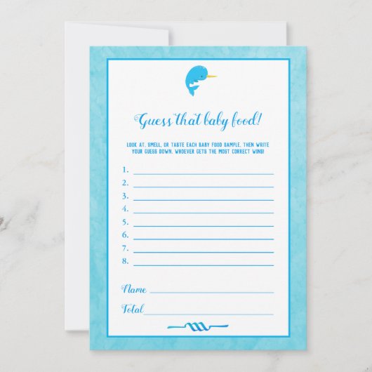 Blue Narwhal denk dat Baby Baby shower Game Kaart (Voorkant)