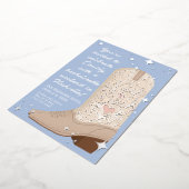 Blue Nash Bash Cowgirl Boot Bachelorette Party Folie Uitnodiging (Gedraaid)