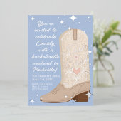 Blue Nash Bash Cowgirl Boot Bachelorette Party Folie Uitnodiging (Staand Voorkant)