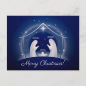 Blue Nativity Vrolijk Kerstfeest Feestdagenkaart (Voorkant)