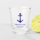 Blue Nautical Anchor Beach Destination Wedding Shot Glas (Voorkant)