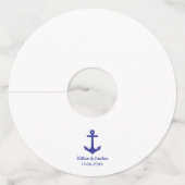 Blue Nautical Anchor Beach Destination Wedding Wijnglaslabel (Voorkant)