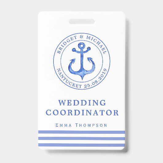 Blue Nautical Anchor | Weddenschap Badge (Voorzijde)