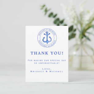 Blue Nautical Anchor   Weddenschap Hartelijk dank Briefkaart
