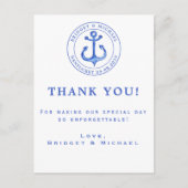 Blue Nautical Anchor | Weddenschap Hartelijk dank Briefkaart (Voorkant)