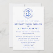 Blue Nautical Anchor Wedding Invitation Kaart (Voorkant)