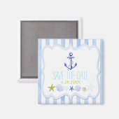 Blue Nautical Anchor Wedding Save the Date Magneet (Voorkant / Achterkant)