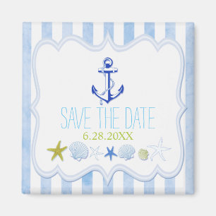 Blue Nautical Anchor Wedding Save the Date Magneet