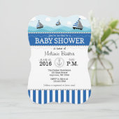Blue Nautical Baby shower Invitation Kaart (Staand voorkant)