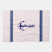 Blue Nautical Boat Anchor Stripes Accent Theedoek (Horizontaal)