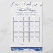 Blue Nautical Coastal Zee Bruids Bingo Game Kaart (Voorkant)
