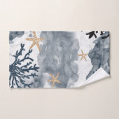 Blue Nautical Coral Waterverf Elegant Summer Bad Handdoek (Handdoek)