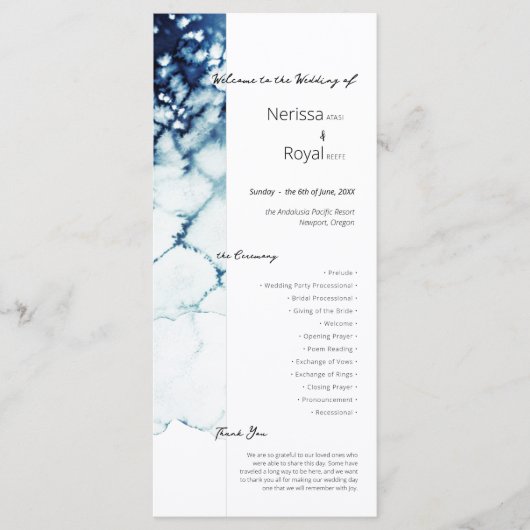 Blue Nautical Destination Wedding Flat Programma (Voorkant)