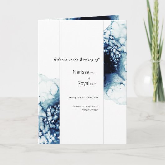 Blue Nautical Destination Wedding Folded Programma (Voorkant)