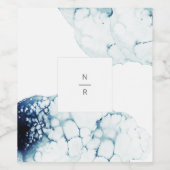 Blue Nautical Destination Wedding Monogram Wijn Etiket (Enkel label)
