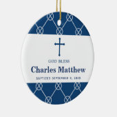 Blue Nautical Knot Classic Beach Boy Baptisme Keramisch Ornament (Rechts)
