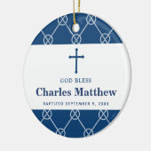 Blue Nautical Knot Classic Beach Boy Baptisme Keramisch Ornament (Links)