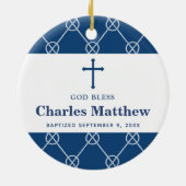 Blue Nautical Knot Classic Beach Boy Baptisme Keramisch Ornament (Achterkant)