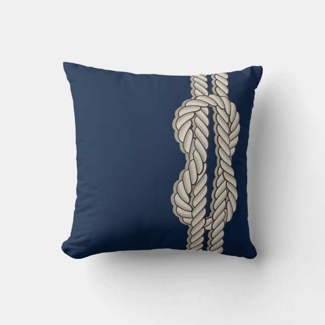 Blue Nautical met Ship's Rope Kussen (Voorkant)