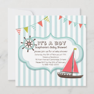 Blue Nautical Party Banner Baby shower Invitation Kaart