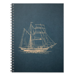  Blue Nautical Sailboat Art Notitieboek